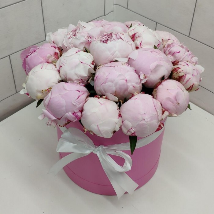 15 пионов в шляпной коробке